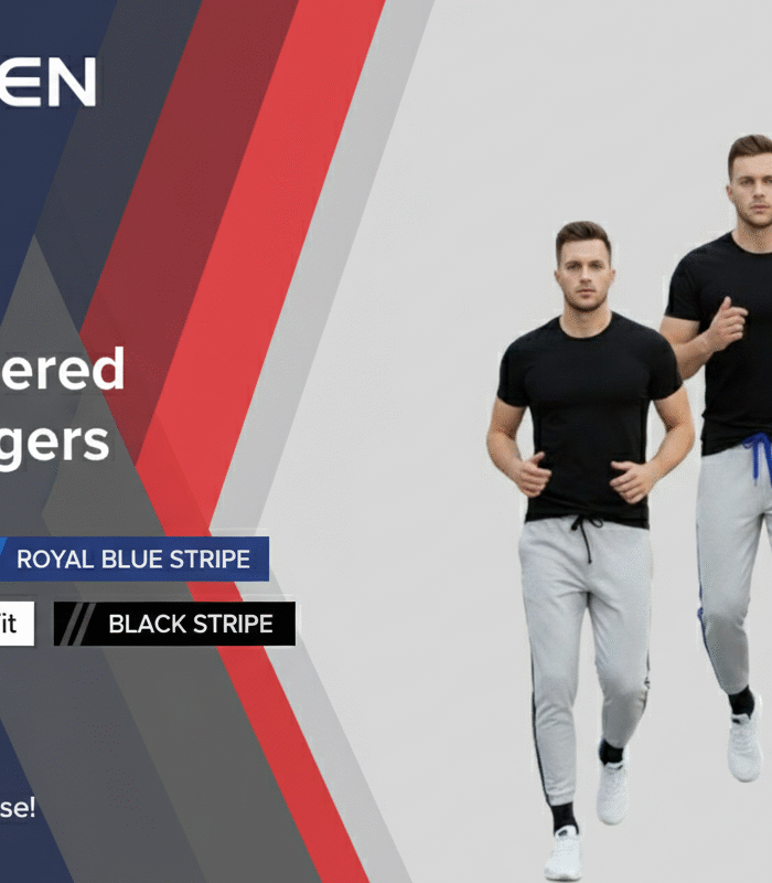 Pendeen Men's Tapered Track Joggers | Melange Grey Sweatpants with Side Stripe