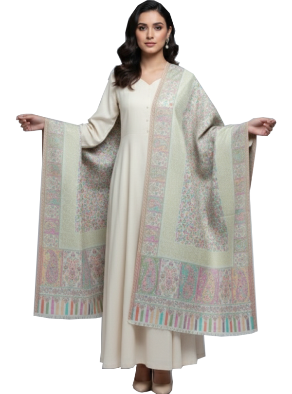 Kani Zari Fine Wool Stole Shawl - Luxury Indian Design | 80" x 28" Scarf Wrap