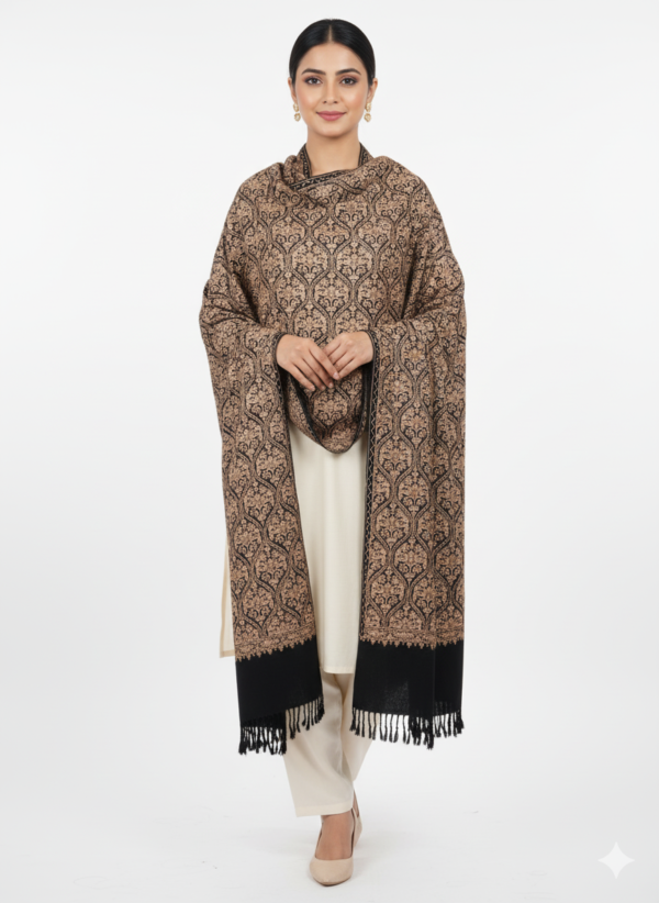 100% Pure Kashmiri Shawl Stole Heavy Jaal Embroidery Pashmina Wrap