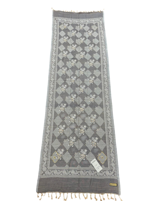 Elegant Kashmiri Woven Shawl w/ Stone & Tassels | Neon Colors | Soft 28x80 Inch